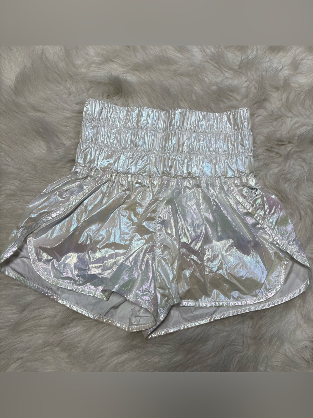 Free People Movement “The Way Home” Iridescent High-Waist Athletic Shorts XS